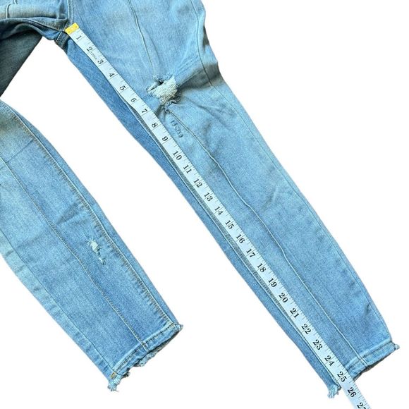 Indigo Rein Skinny Jeans Juniors 3 W26 Blue Mid Rise Frayed Hem Distressed Denim - Picture 8 of 11